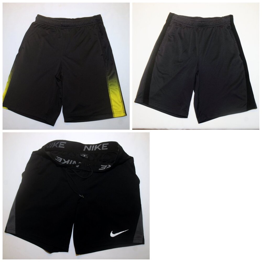 Boys BTS Nylon Short Lot of 3 Gym PE Practice Size Med Pockets One Nike Dri-Fit